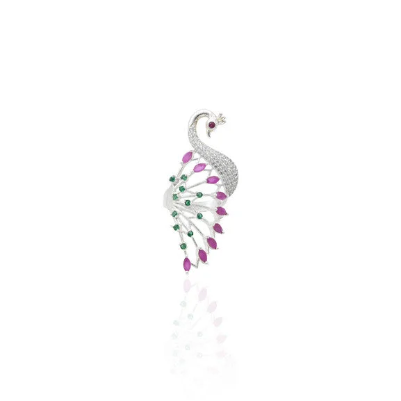 thin gold wire earrings Silver Beauty Of Peacock Girls Ring