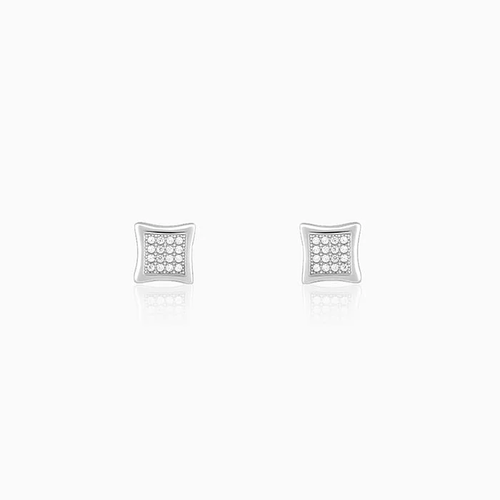 Silver Glistening Stud Earrings