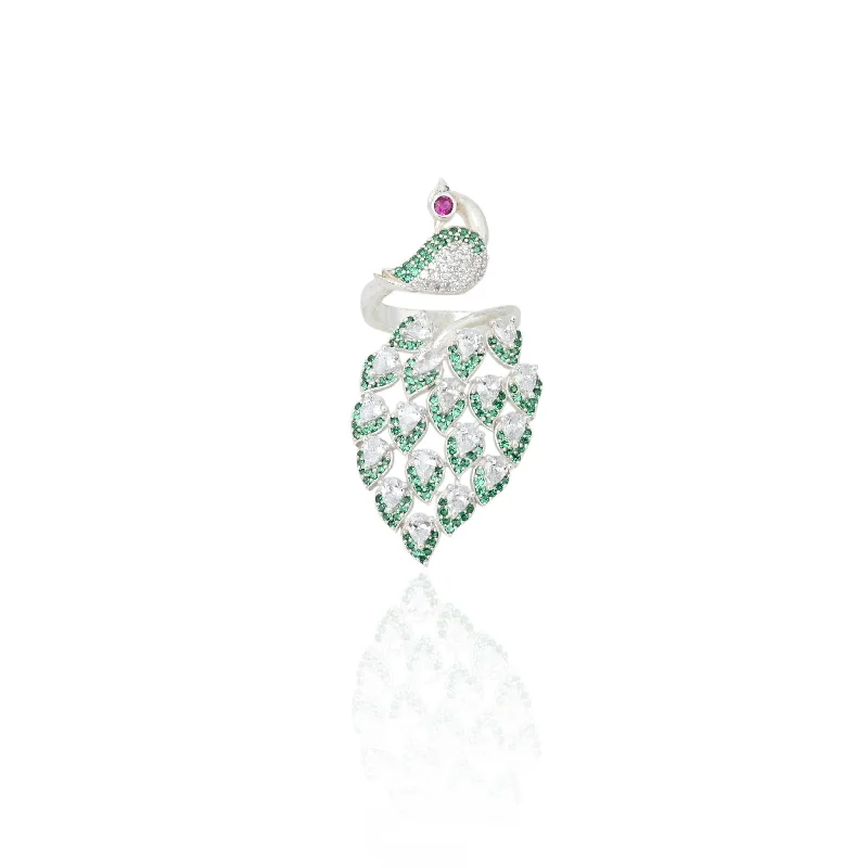 gold opal ring Silver Gorgeous Greeny Peacock Ring