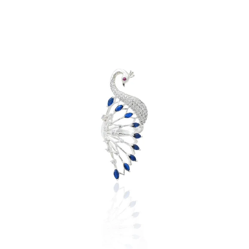 minimalist gemstone stud earrings Silver Rare Peacock Design Ring