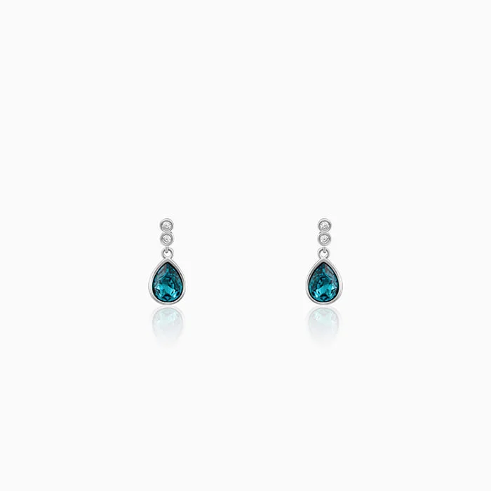 Silver Turquoise Blue Tear Drop Earrings