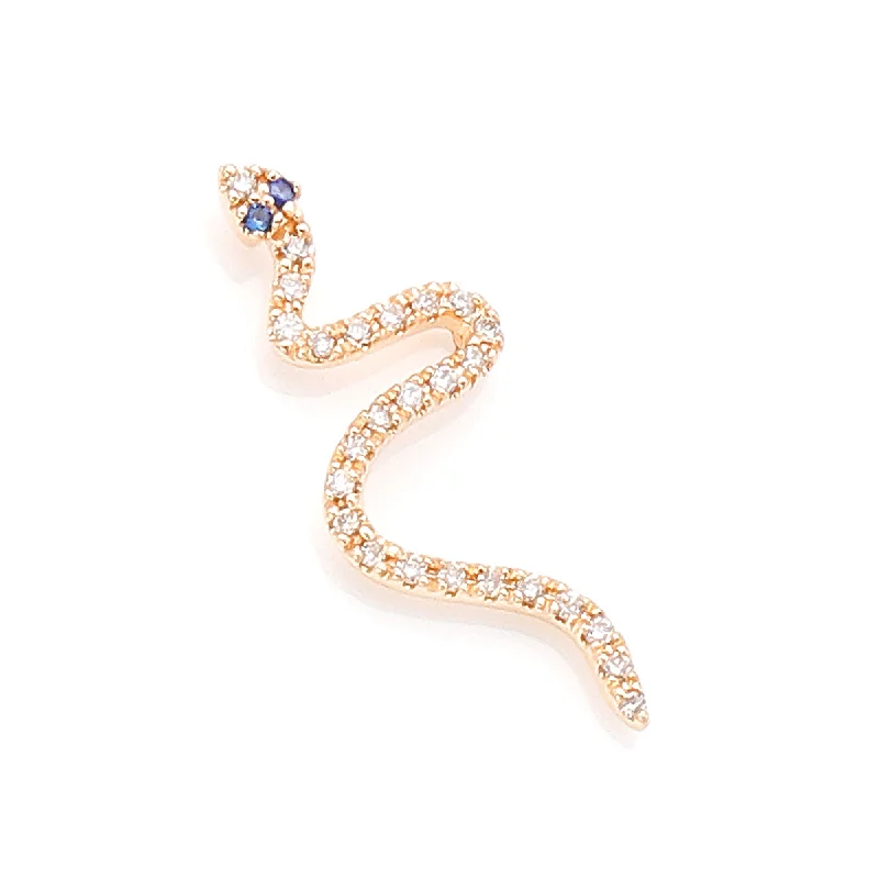 Blue Sapphire Eye Snake Earring