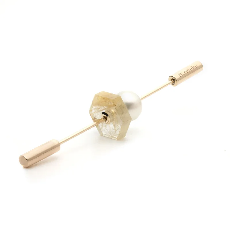 "Spear" Earring, Pearl & Rutile