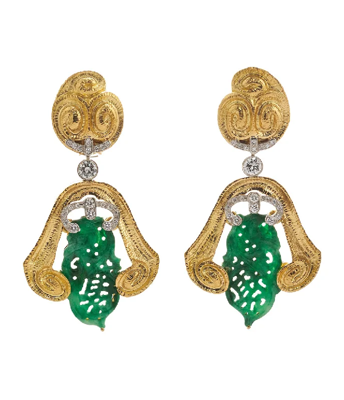 celestial lunar eclipse pendant Spiral Jade Earrings