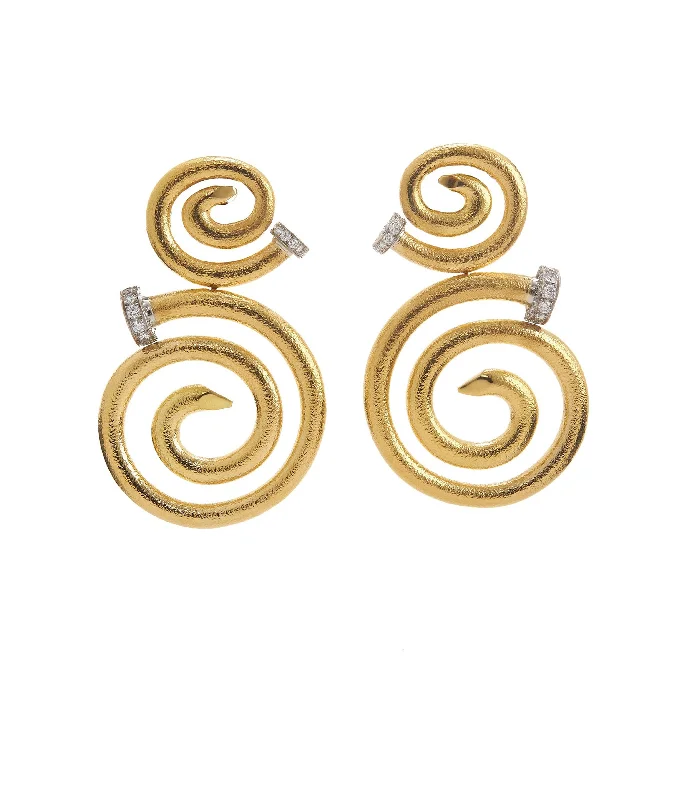 vintage-style garnet ring Spiral Nail Earrings, Diamond