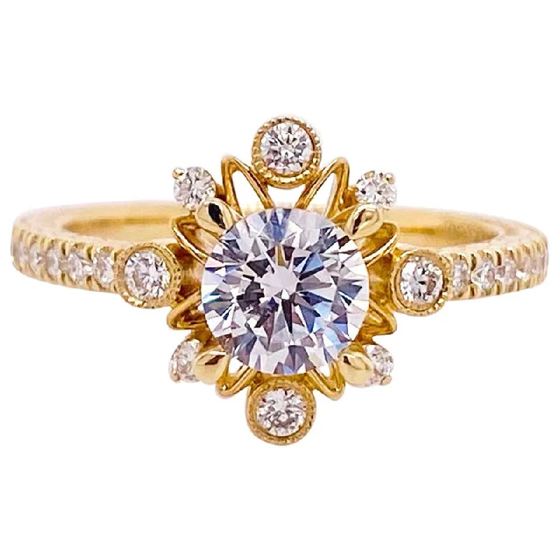 bold gothic vampire ring Starburst Diamond With Milgrain Ring