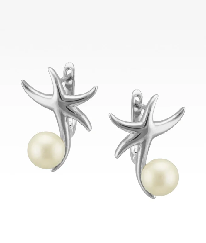 simple sapphire wedding band Starfish Pearl Earrings