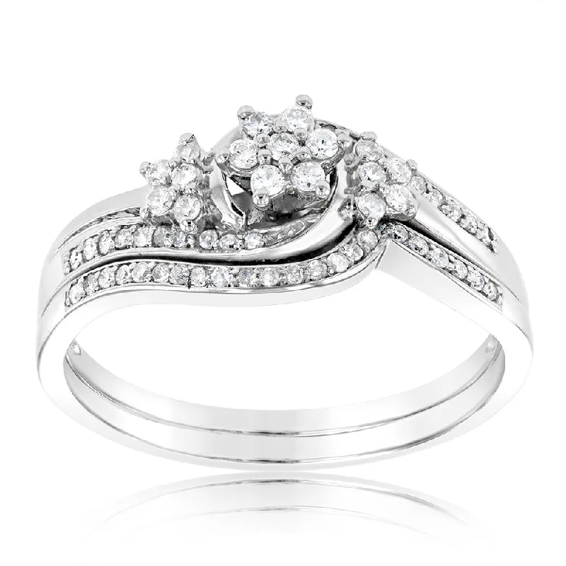 handcrafted braided silver bracelet Sterling Silver 1/3 Carat Diamond Bridal Set Dress Ring