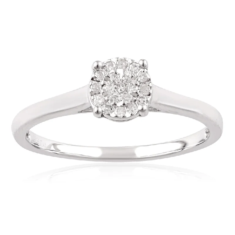 hypoallergenic earrings for sensitive ears Sterling Silver 10 Points Diamond Ring with Brilliant Cut Diamonds and "1 Carat Look"