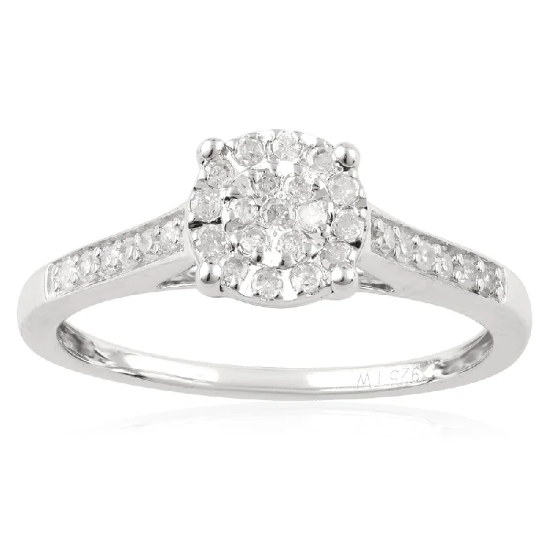 colorful gemstone engagement ring Sterling Silver 18 Points Diamond Ring with Brilliant Cut Diamonds and "1 CARAT LOOK"
