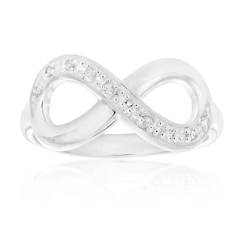 black opal engagement ring Sterling Silver Classic Infinity Diamond Ring