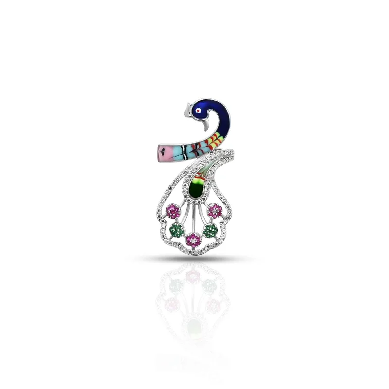 infinity necklace with birthstones Sterling Silver Classic "Peacock's Desire" Ring for Women