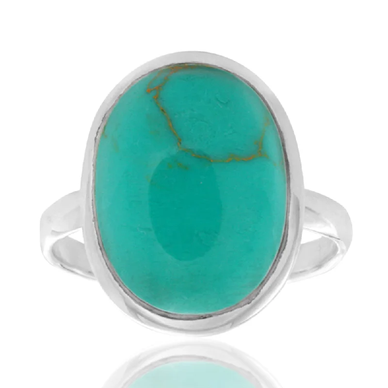 adjustable toe ring silver Sterling Silver Created Turquoise Large Oval Ring