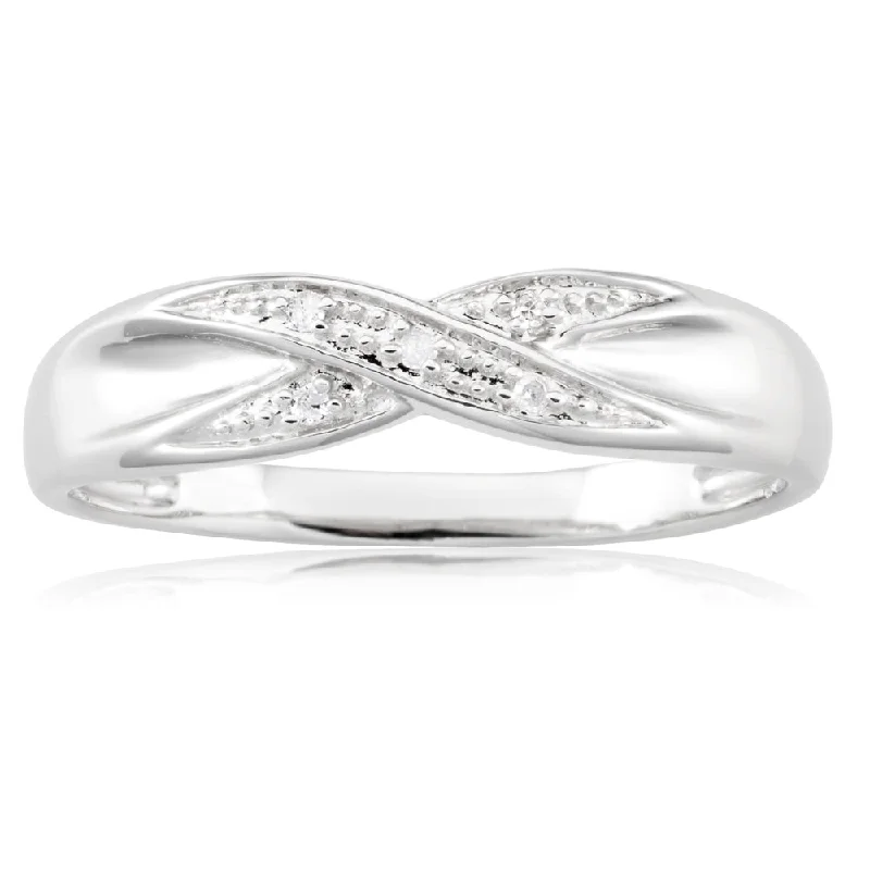 sterling silver toe ring set Sterling Silver Crossover 5 Diamond Ring