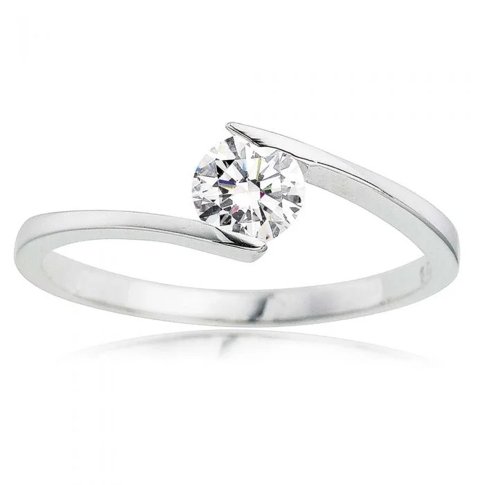 rose gold bezel ring Sterling Silver Cubic Zirconia Bezel Ring