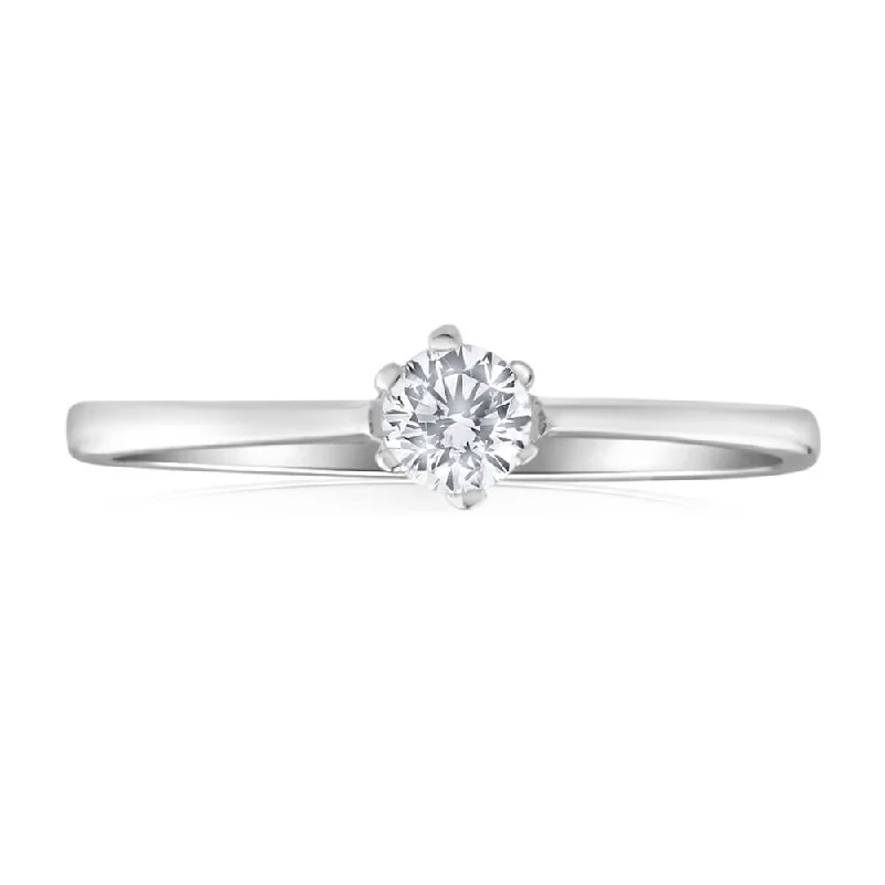 silver wedding band with engraving Sterling Silver Cubic Zirconia Claw Ring