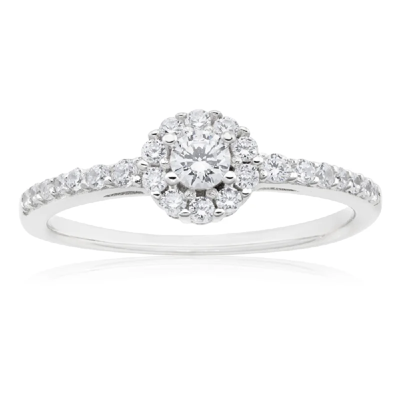 adjustable charm bracelet sterling silver Sterling Silver Cubic Zirconia Cut Halo Ring