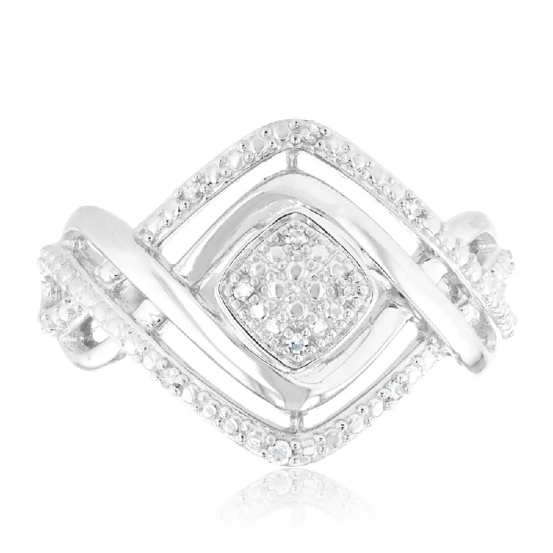classic wedding set with diamonds Sterling Silver Diamond Ring with 10 Brilliant Cut Diamonds