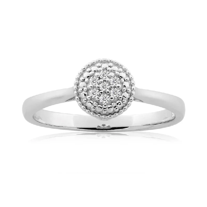 personalized couples ring engraved Sterling Silver Divine Diamond Ring