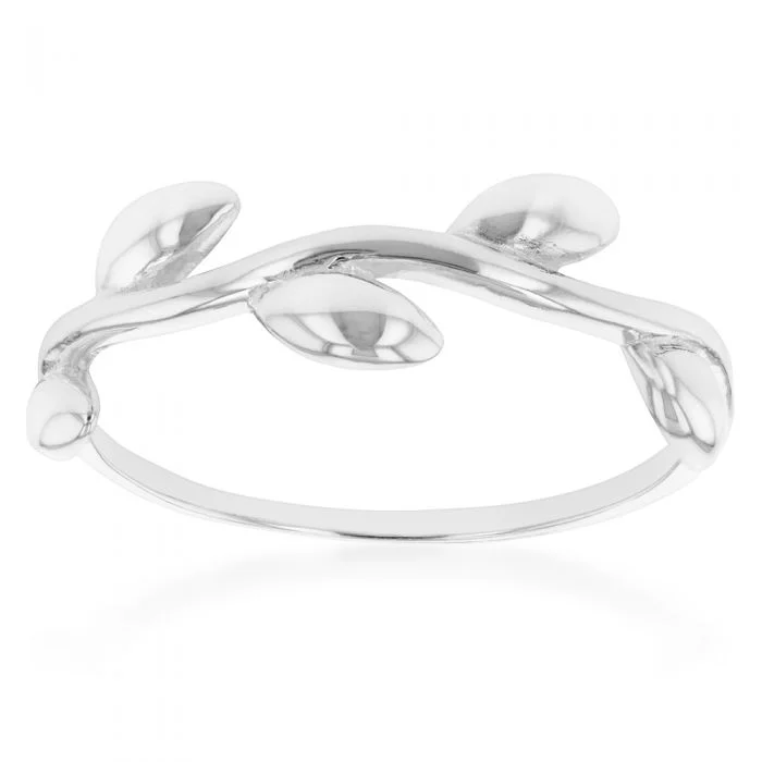 dainty birthstone ring for women Sterling Silver Fancy Leaf Branch Ring