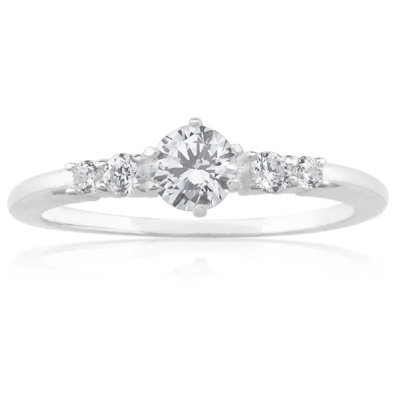 sterling silver lotus ring Sterling Silver Fancy x5 Zirconia Claw Ring