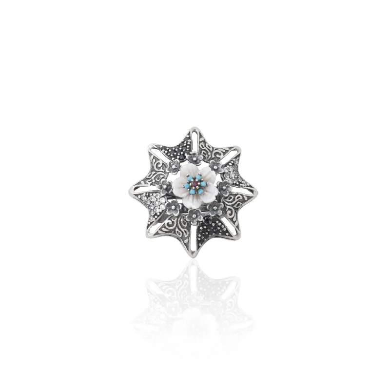 diamond halo pendant necklace Sterling Silver Floral Desire Girls Ring