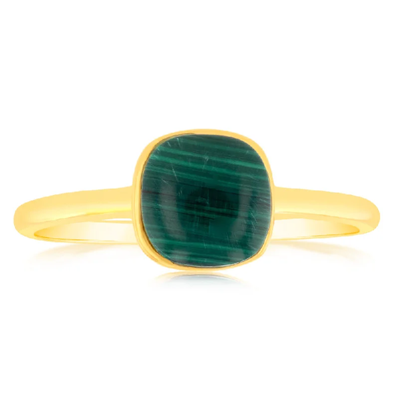 black pearl earrings classic Sterling Silver Gold Plated Square Natural Malachite Ring black pearl earrings classic Sterling Silver Gold Plated Square Natural Malachite Ring