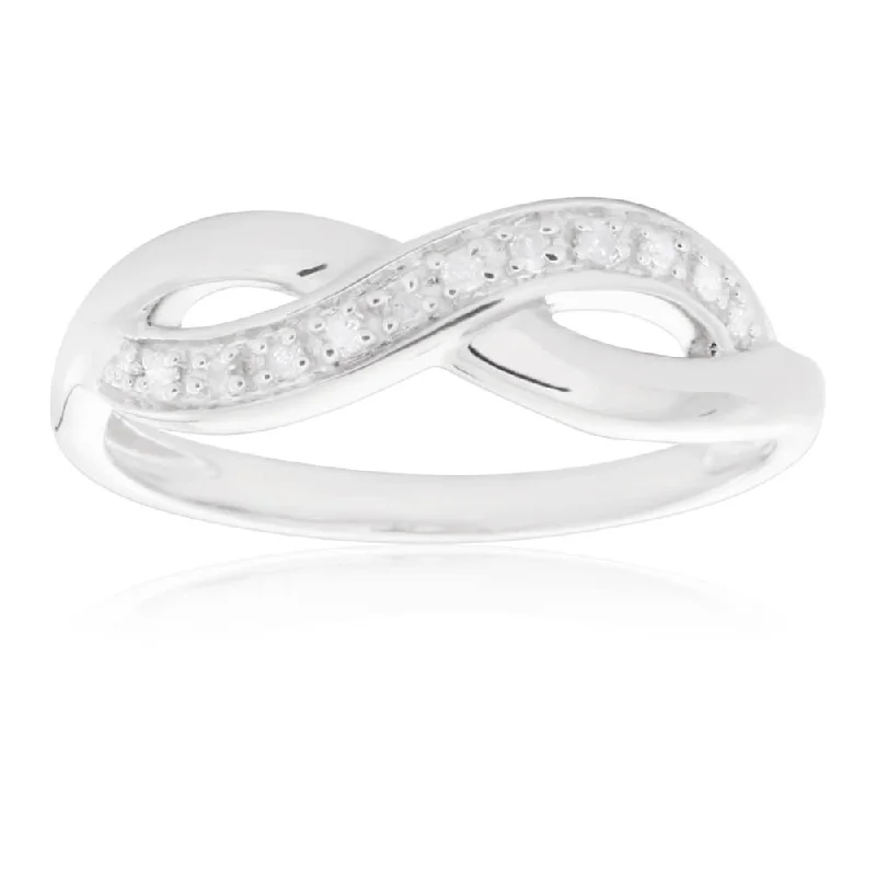celestial moon and stars ring Sterling Silver Infinity Diamond Ring