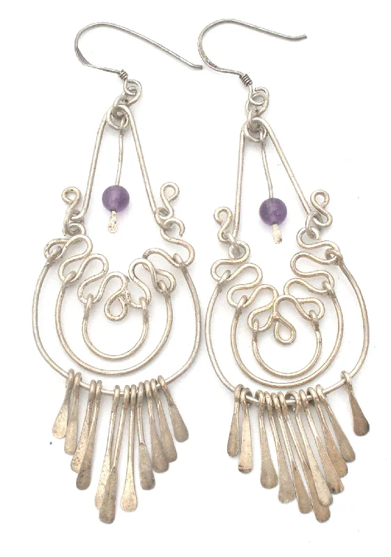 tiny gold huggie hoops Sterling Silver Long Chandelier Earrings Vintage