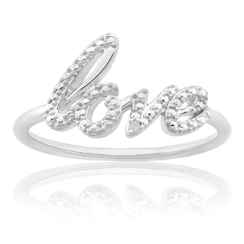 dainty ruby stacking rings Sterling Silver Love Diamond Ring with 1 Brilliant Cut Diamond