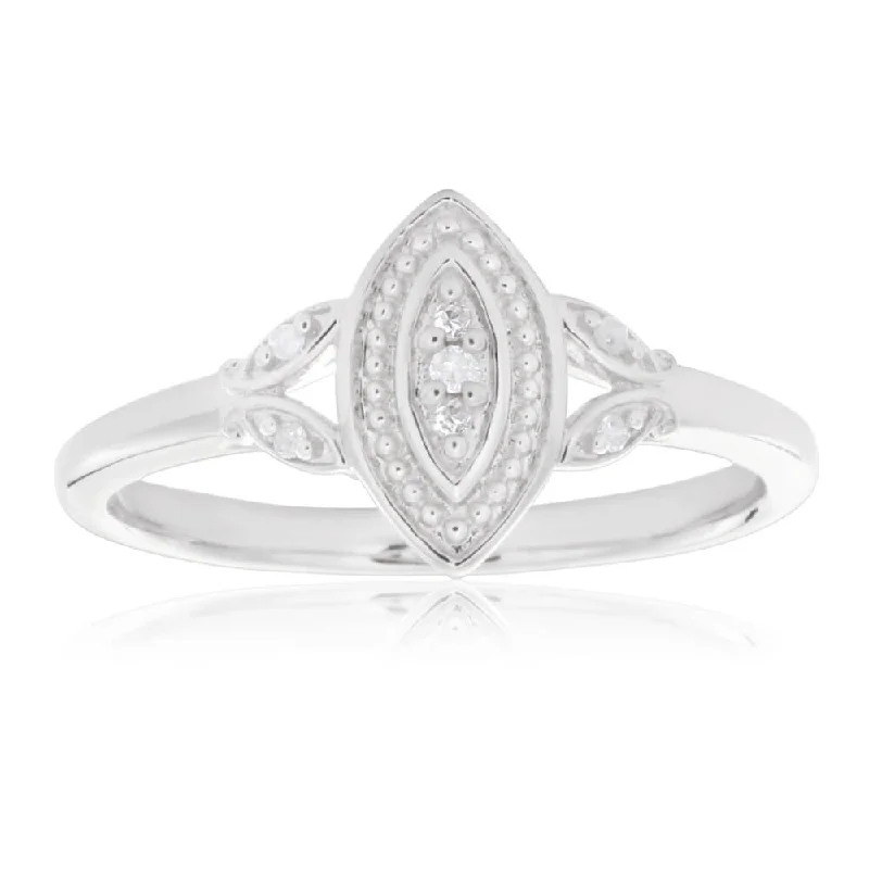 celestial star earrings stud Sterling Silver Marquise Shaped Diamond Ring