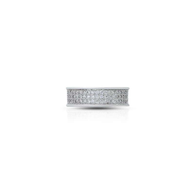 men’s black diamond cufflinks Sterling Silver Micro Pave Cubic Zirconia Ring