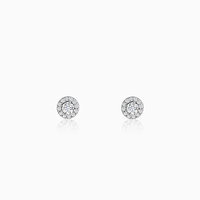 Silver Zircon Studded Elegant Stud Earrings