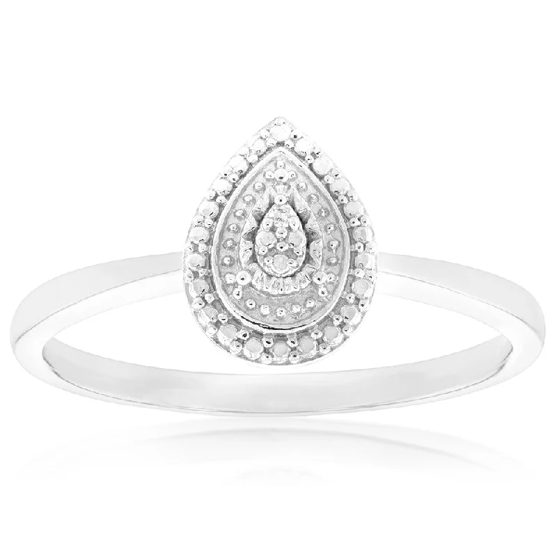 waterproof beach anklet stainless steel Sterling Silver With Diamond Pear Shape Ring