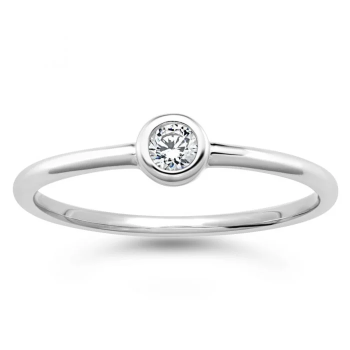 infinity couple’s ring matching set Sterling Silver Zirconia Bezel Solitaire Ring