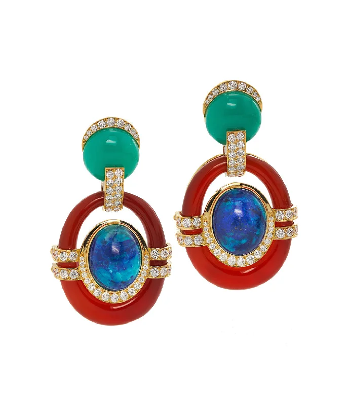 white gold infinity ring Streamline Earrings, Carnelian, Chrysoprase, Azurmalachite
