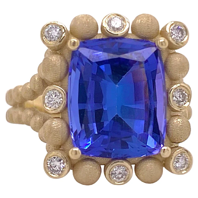 pearl and gold chain earrings Tanzanite Beaded Halo Ring