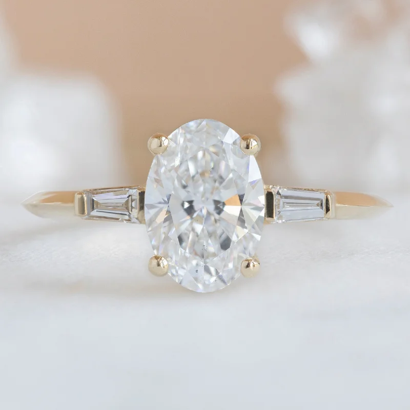 real garnet stacking rings The Ash Ring | 1.09ct Lab Grown Oval White Diamond in 14K Yellow Gold