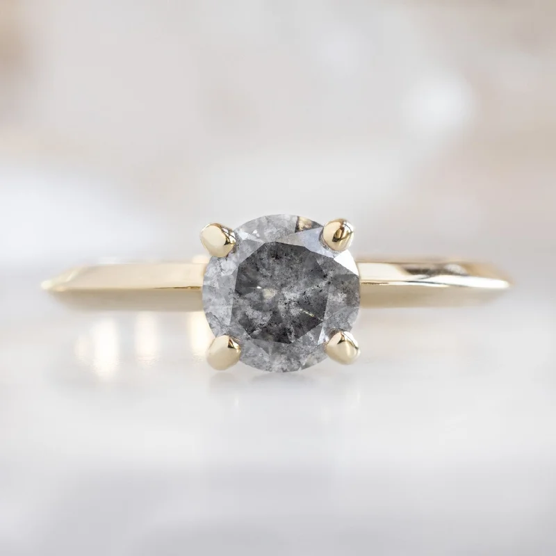 handmade beaded stretch bracelet The Bryn Ring | 1.05ct Round Salt and Pepper Diamond in 14K Yellow Gold