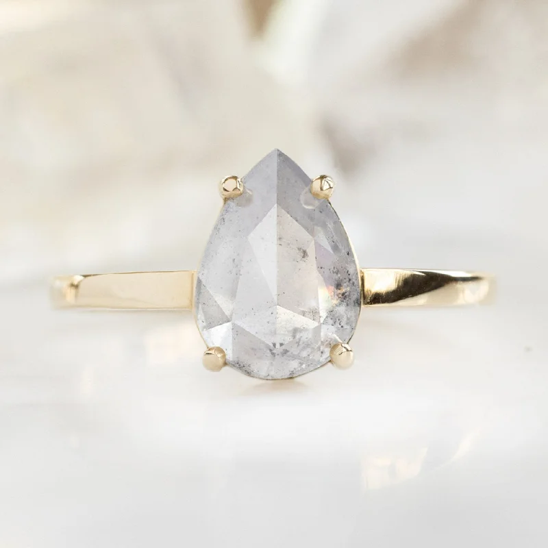 silver anklet with charms The Bryn Ring | 1.72ct Pear Salt and Pepper Diamond in 14K Yellow Gold