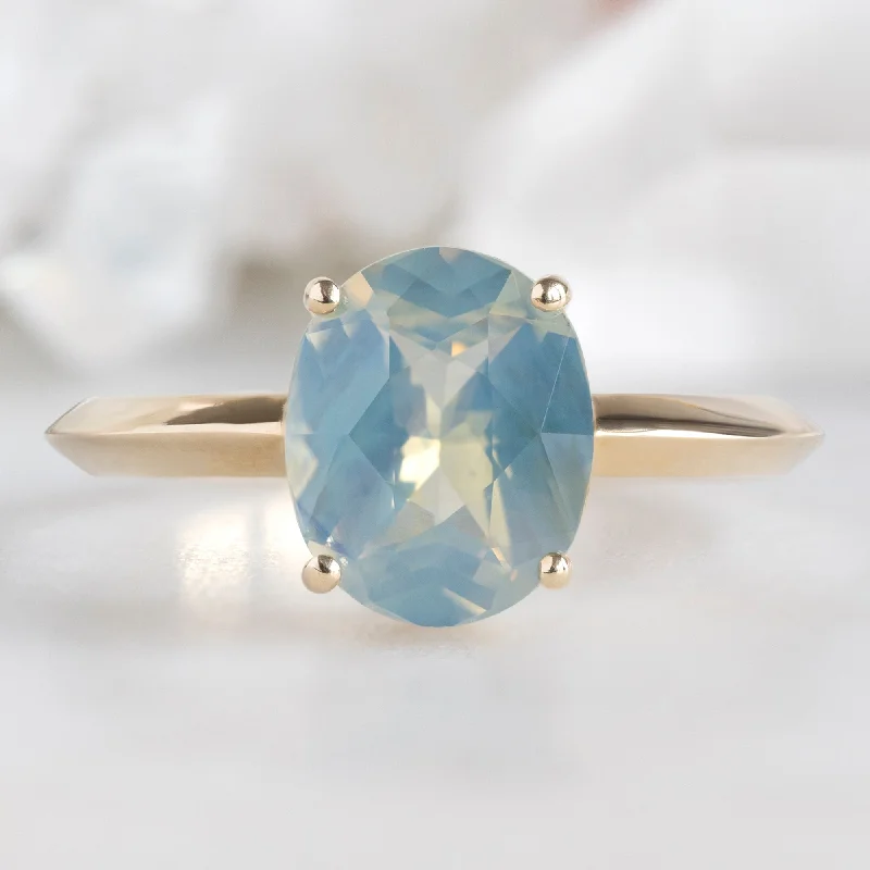 classic diamond solitaire necklace The Bryn Ring | 2.04ct Oval Parti Sapphire in 14K Yellow Gold
