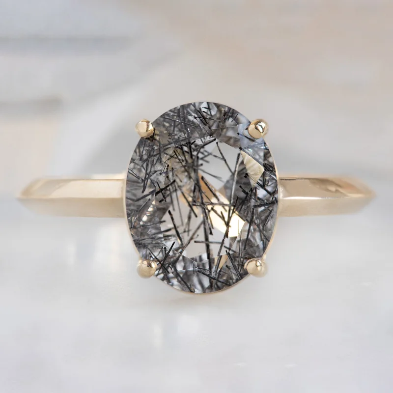 adjustable minimalist wave bracelet The Bryn Ring | 2.37ct Oval Tourmaline In Quartz in 14K Yellow Gold