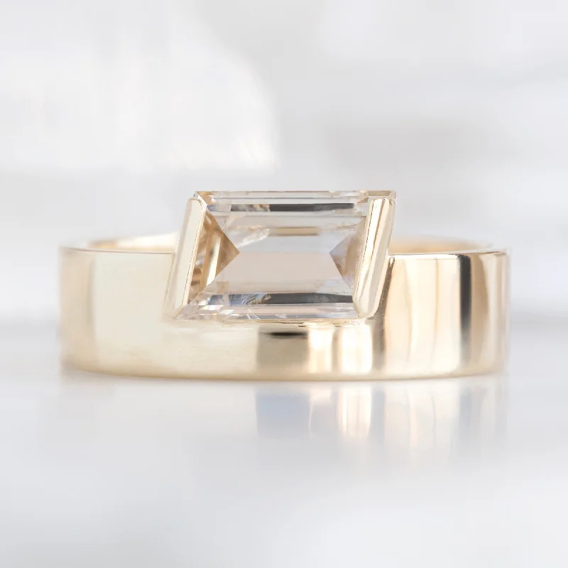 dainty lotus flower ring The Cigar Band | 0.89ct Geometric Champagne Diamond in 14K Yellow Gold