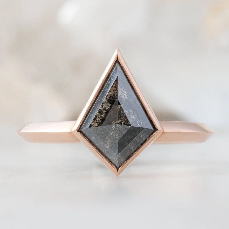 real citrine gemstone pendant The Hazel Ring | 1.52ct Kite Black Diamond in 14K Rose Gold