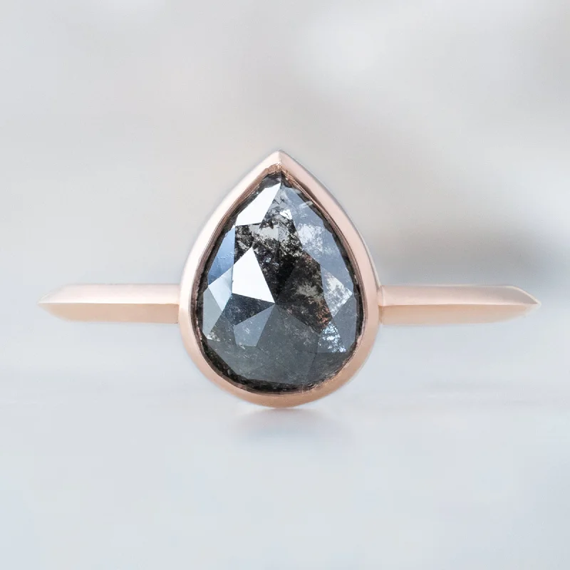 adjustable rope bracelet handmade The Hazel Ring | 1.68ct Rose Cut Black Diamond in 14K Rose Gold