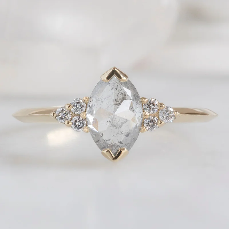 dainty chain bracelet layered The Ivy Ring | 0.82ct Marquise Salt and Pepper Diamond in 14K Yellow Gold