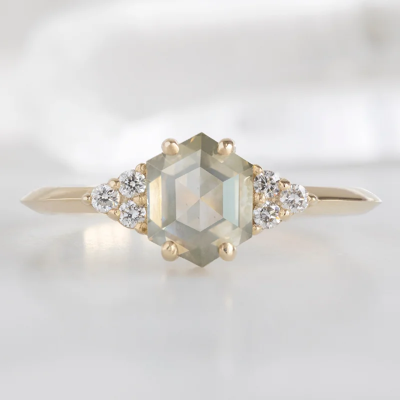 minimalist rose gold stacking rings The Ivy Ring | 1.18ct Hexagon Green Diamond in 14K Yellow Gold