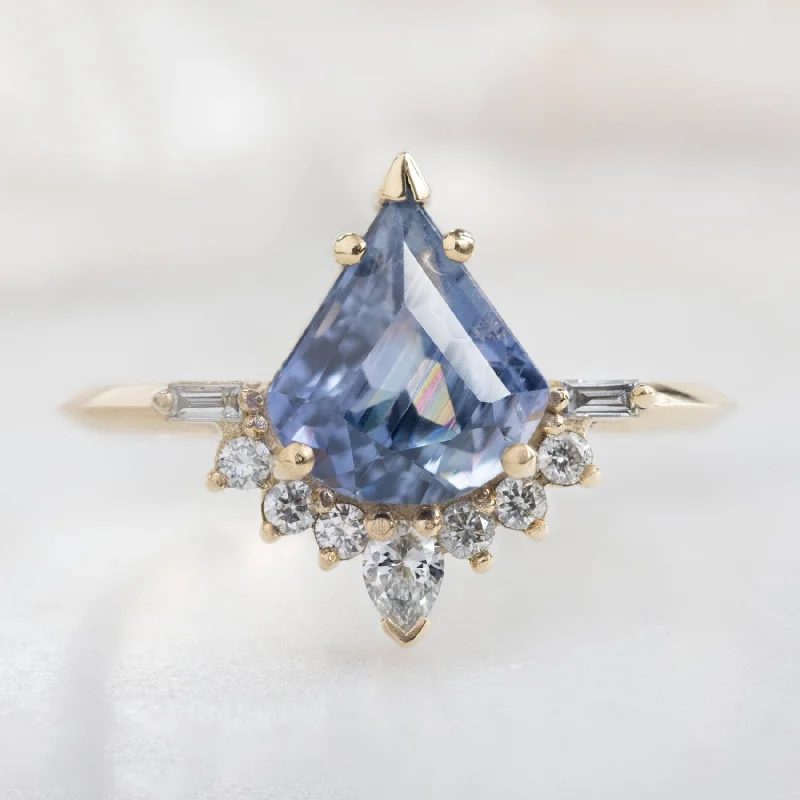 minimalist horseshoe necklace gold The Posy Ring | 1.76ct Geometric Blue Violet Sapphire in 14K Yellow Gold
