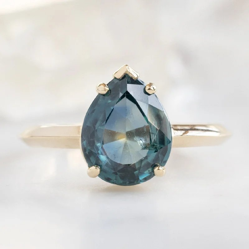 braided wedding ring men The Sage Ring | 2.88ct Pear Montana Sapphire in 14K Yellow Gold