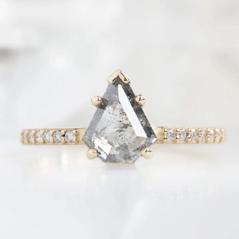 celestial zodiac sign necklace The Willow Ring | 1.16ct Shield Cut Salt and Pepper Diamond in 14K Yellow Gold